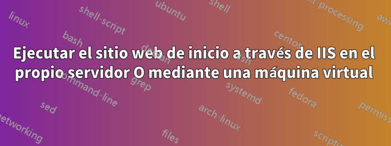 Ejecutar el sitio web de inicio a través de IIS en el propio servidor O mediante una máquina virtual