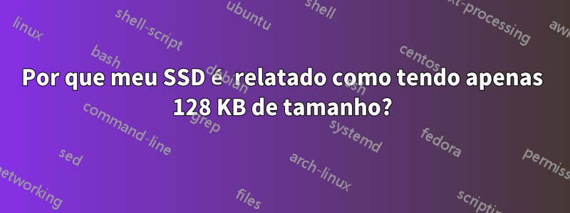 Por que meu SSD é relatado como tendo apenas 128 KB de tamanho?