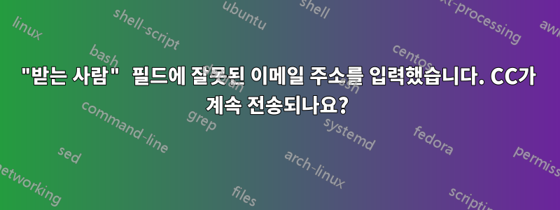 "받는 사람" 필드에 잘못된 이메일 주소를 입력했습니다. CC가 계속 전송되나요?