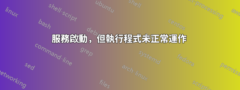 服務啟動，但執行程式未正常運作