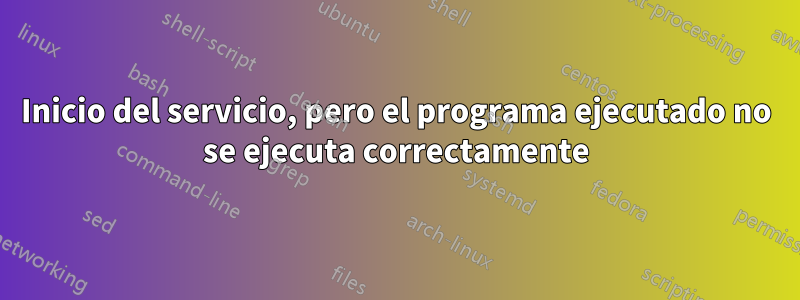 Inicio del servicio, pero el programa ejecutado no se ejecuta correctamente