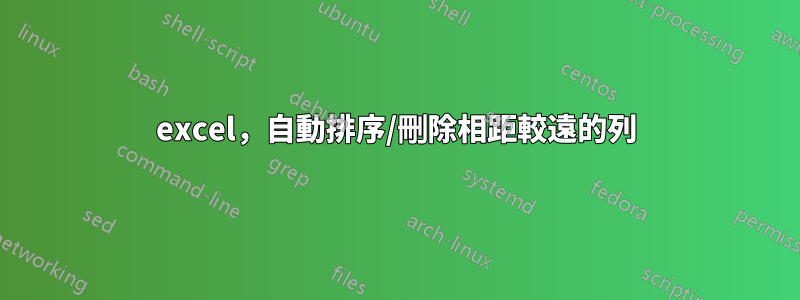 excel，自動排序/刪除相距較遠的列