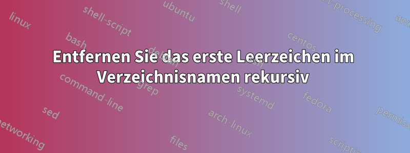 Entfernen Sie das erste Leerzeichen im Verzeichnisnamen rekursiv