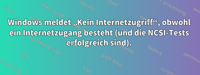 Windows meldet „Kein Internetzugriff“, obwohl ein Internetzugang besteht (und die NCSI-Tests erfolgreich sind).