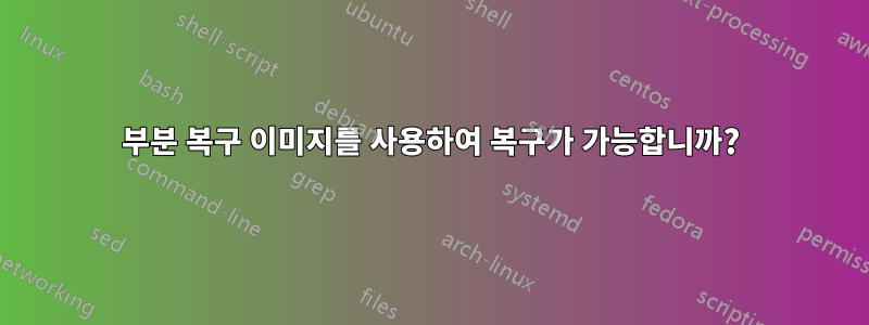 부분 복구 이미지를 사용하여 복구가 가능합니까?