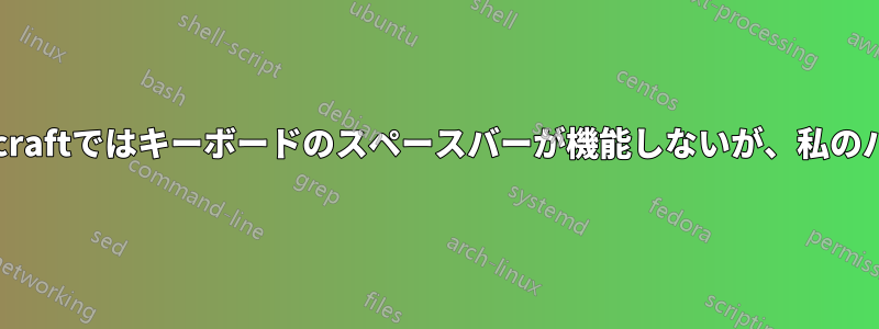 夫のパソコンのMinecraftではキーボードのスペースバーが機能しないが、私のパソコンでは機能する