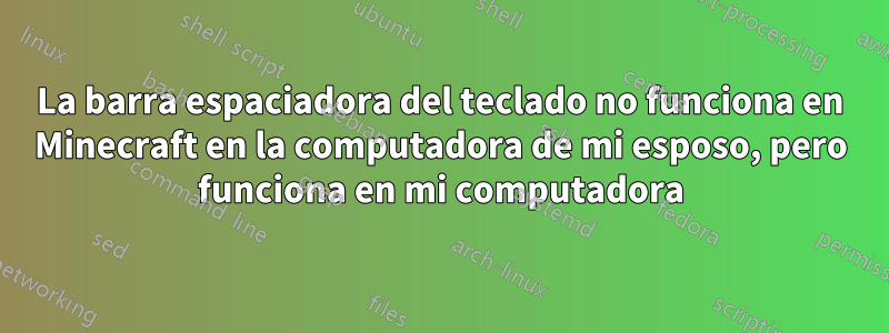 La barra espaciadora del teclado no funciona en Minecraft en la computadora de mi esposo, pero funciona en mi computadora