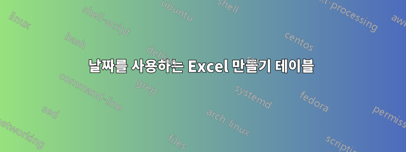 날짜를 사용하는 Excel 만들기 테이블