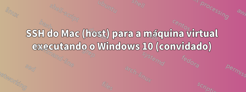 SSH do Mac (host) para a máquina virtual executando o Windows 10 (convidado)