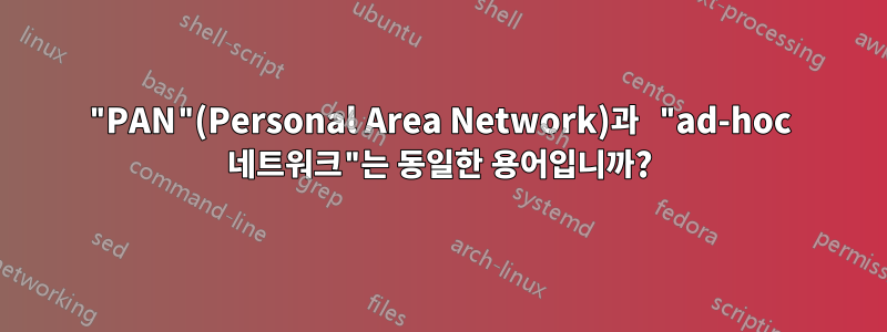 "PAN"(Personal Area Network)과 "ad-hoc 네트워크"는 동일한 용어입니까?