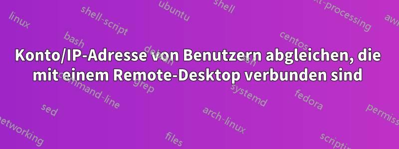 Konto/IP-Adresse von Benutzern abgleichen, die mit einem Remote-Desktop verbunden sind