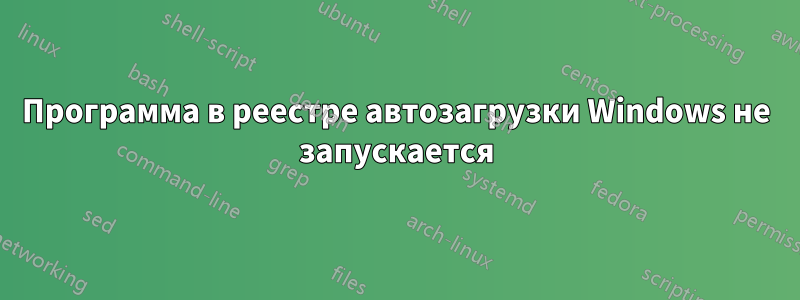 Программа в реестре автозагрузки Windows не запускается