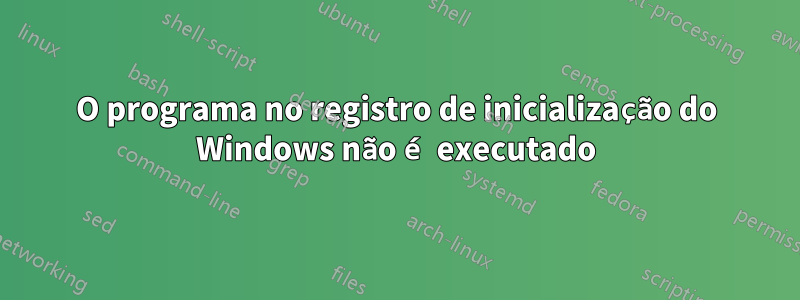 O programa no registro de inicialização do Windows não é executado