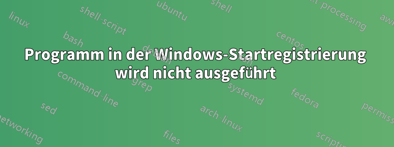 Programm in der Windows-Startregistrierung wird nicht ausgeführt