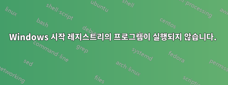 Windows 시작 레지스트리의 프로그램이 실행되지 않습니다.