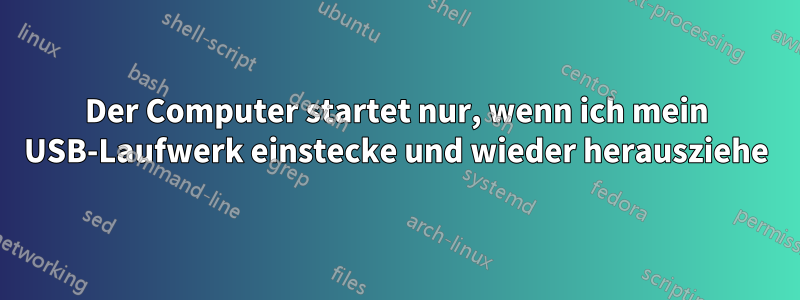 Der Computer startet nur, wenn ich mein USB-Laufwerk einstecke und wieder herausziehe