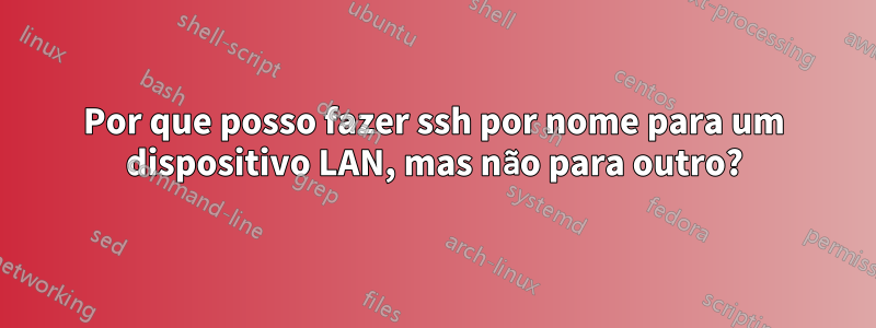 Por que posso fazer ssh por nome para um dispositivo LAN, mas não para outro?