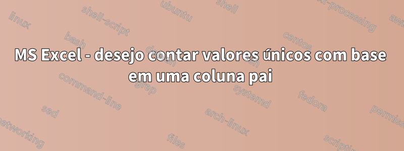 MS Excel - desejo contar valores únicos com base em uma coluna pai