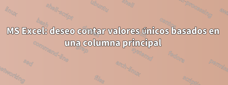 MS Excel: deseo contar valores únicos basados ​​en una columna principal