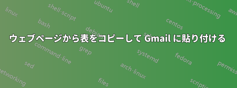 ウェブページから表をコピーして Gmail に貼り付ける