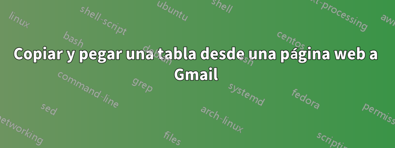 Copiar y pegar una tabla desde una página web a Gmail