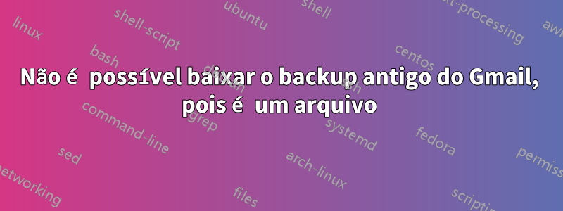 Não é possível baixar o backup antigo do Gmail, pois é um arquivo