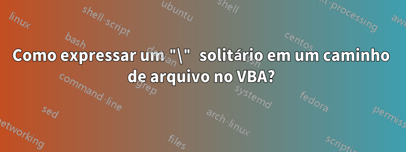 Como expressar um "\" solitário em um caminho de arquivo no VBA?