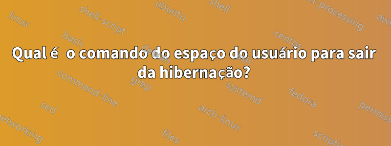 Qual é o comando do espaço do usuário para sair da hibernação?