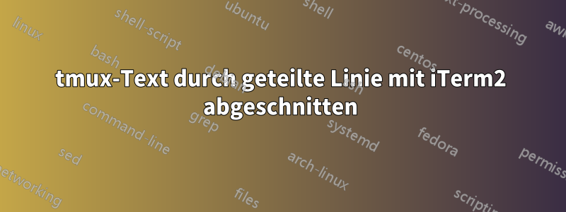 tmux-Text durch geteilte Linie mit iTerm2 abgeschnitten