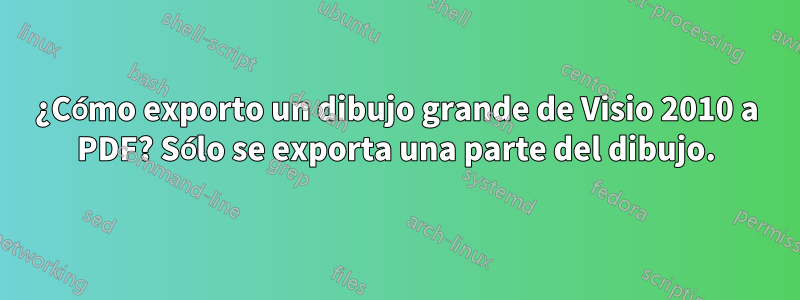 ¿Cómo exporto un dibujo grande de Visio 2010 a PDF? Sólo se exporta una parte del dibujo.