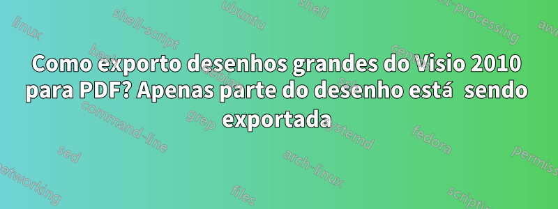 Como exporto desenhos grandes do Visio 2010 para PDF? Apenas parte do desenho está sendo exportada