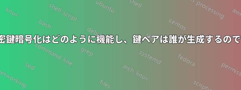 公開鍵/秘密鍵暗号化はどのように機能し、鍵ペアは誰が生成するのでしょうか?