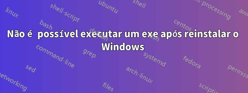 Não é possível executar um exe após reinstalar o Windows