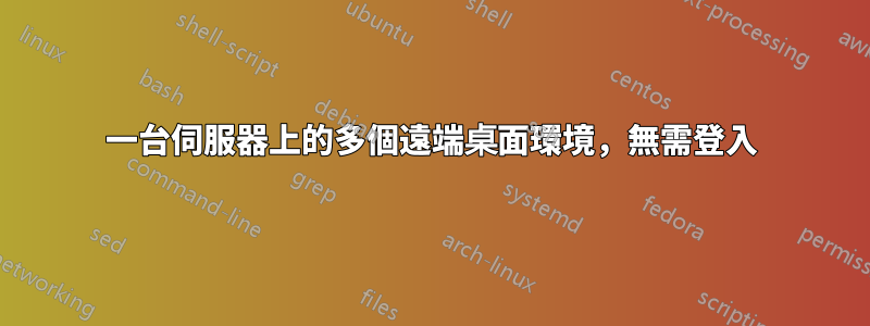 一台伺服器上的多個遠端桌面環境，無需登入