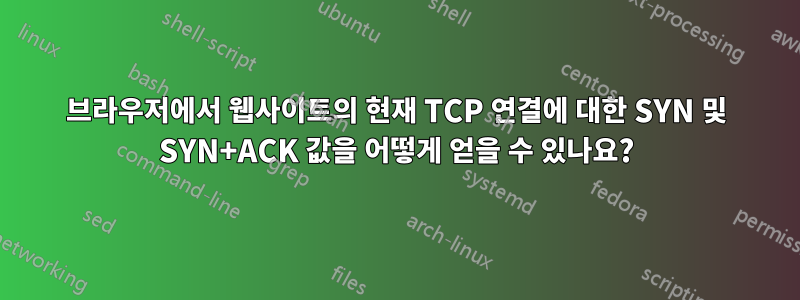 브라우저에서 웹사이트의 현재 TCP 연결에 대한 SYN 및 SYN+ACK 값을 어떻게 얻을 수 있나요?