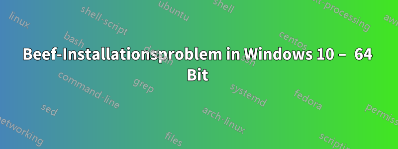 Beef-Installationsproblem in Windows 10 – 64 Bit