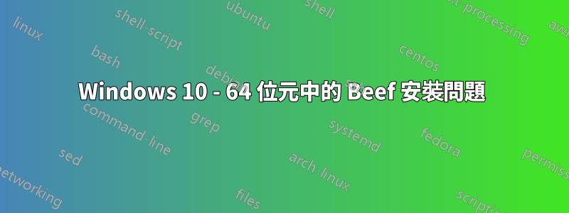 Windows 10 - 64 位元中的 Beef 安裝問題