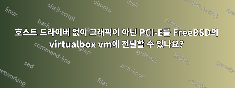 호스트 드라이버 없이 그래픽이 아닌 PCI-E를 FreeBSD의 virtualbox vm에 전달할 수 있나요?