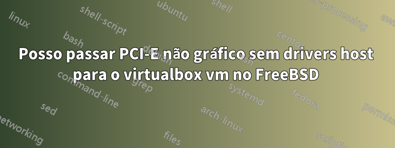 Posso passar PCI-E não gráfico sem drivers host para o virtualbox vm no FreeBSD