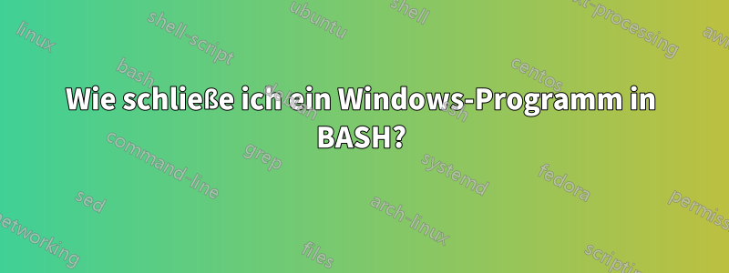 Wie schließe ich ein Windows-Programm in BASH?