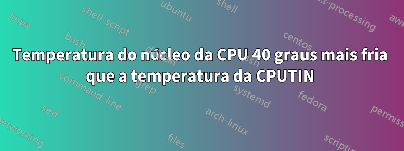 Temperatura do núcleo da CPU 40 graus mais fria que a temperatura da CPUTIN