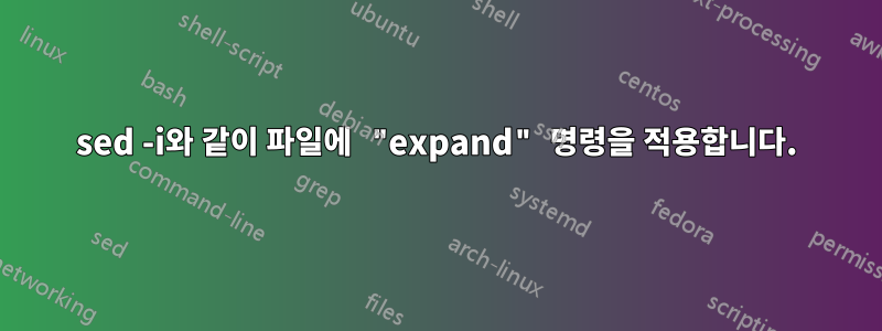 sed -i와 같이 파일에 "expand" 명령을 적용합니다.