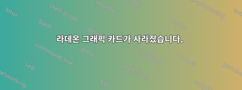 라데온 그래픽 카드가 사라졌습니다.