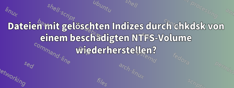 Dateien mit gelöschten Indizes durch chkdsk von einem beschädigten NTFS-Volume wiederherstellen?