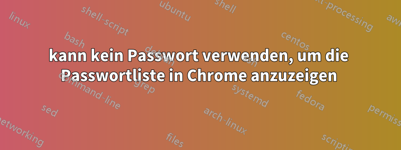 kann kein Passwort verwenden, um die Passwortliste in Chrome anzuzeigen
