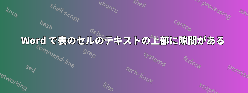 Word で表のセルのテキストの上部に隙間がある
