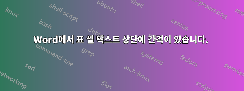 Word에서 표 셀 텍스트 상단에 간격이 있습니다.