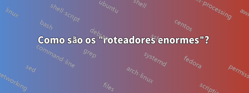 Como são os "roteadores enormes"?