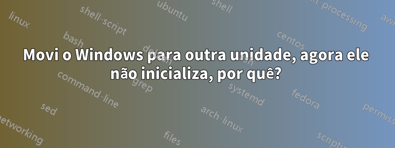 Movi o Windows para outra unidade, agora ele não inicializa, por quê?