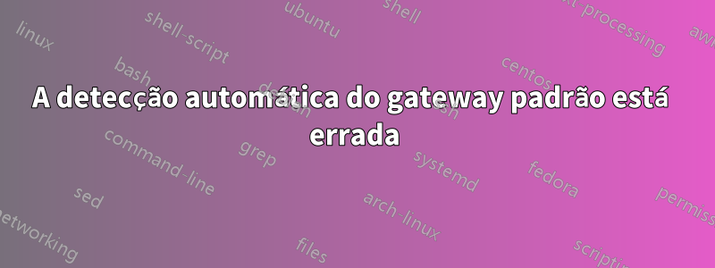 A detecção automática do gateway padrão está errada